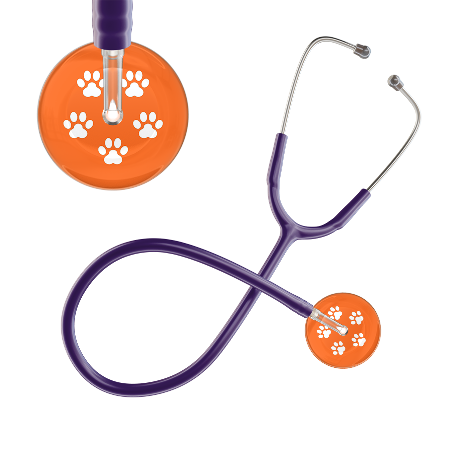 White Paw Print Dark Background Stethoscope