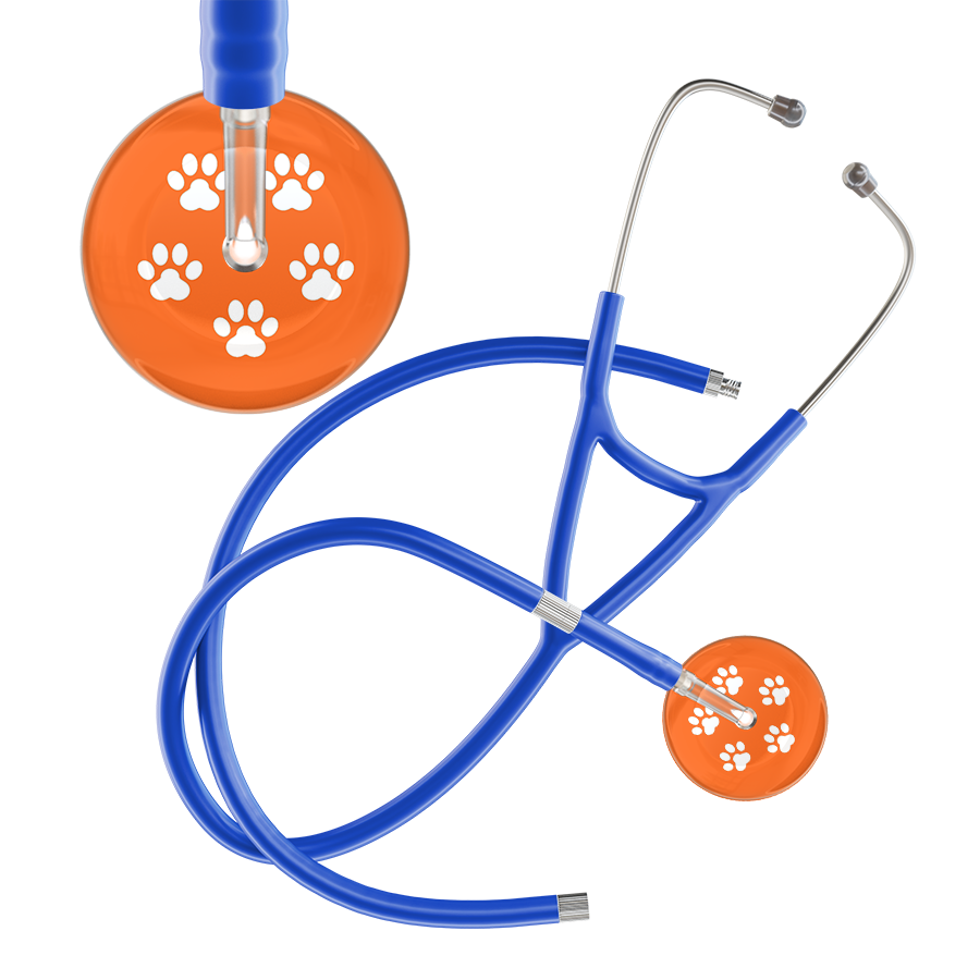 White Paw Print Dark Background Cardiology Stethoscope