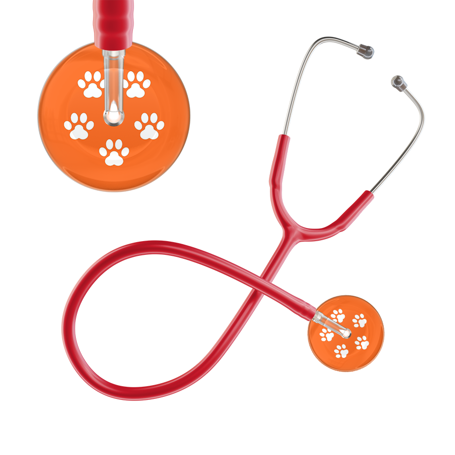 White Paw Print Dark Background Stethoscope