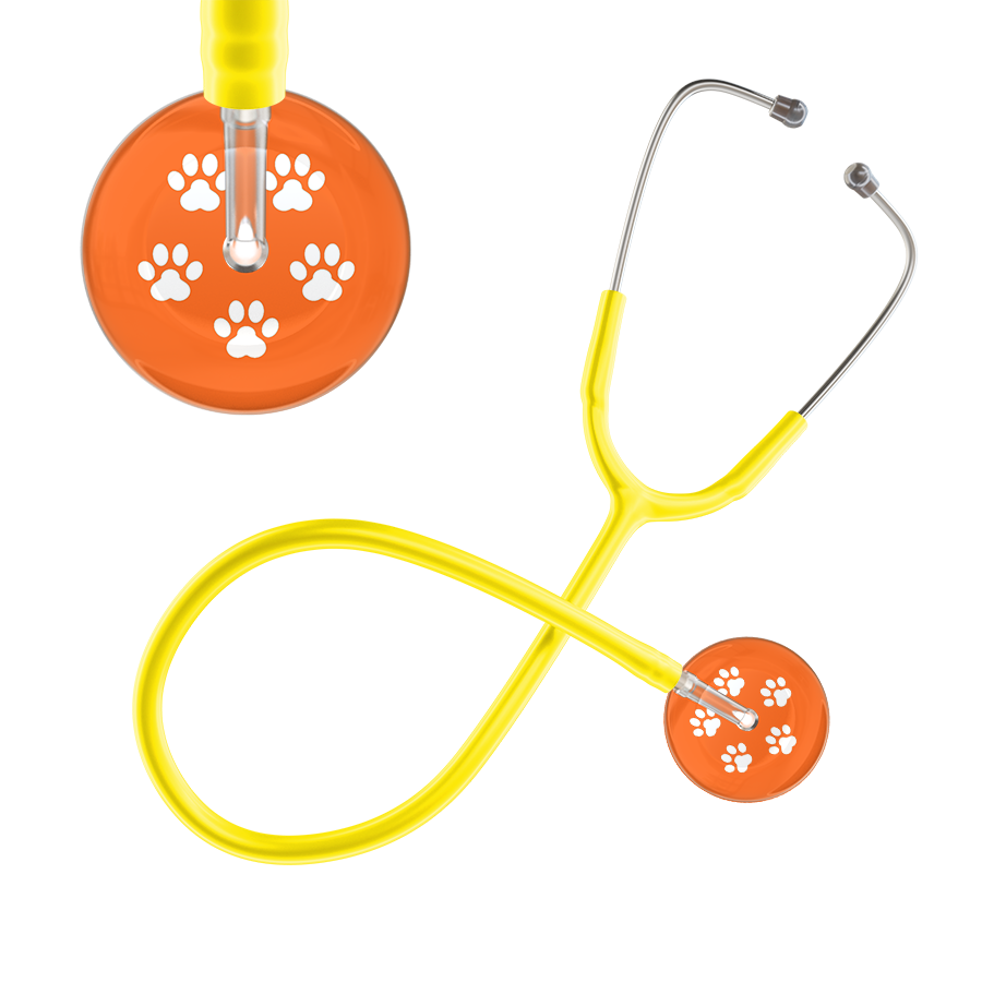 White Paw Print Dark Background Stethoscope
