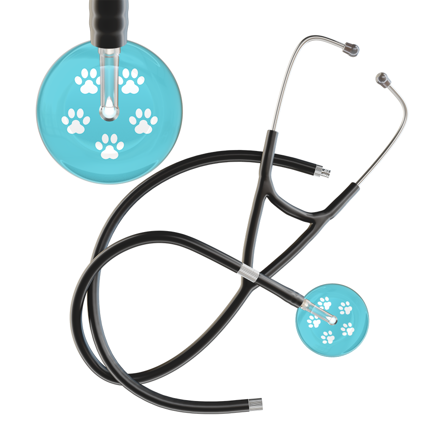 White Paw Print Light Background Cardiology Stethoscope