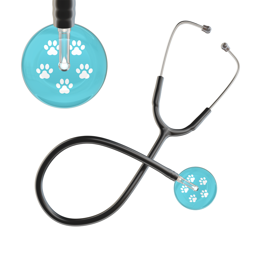 White Paw Print Light Background Stethoscope