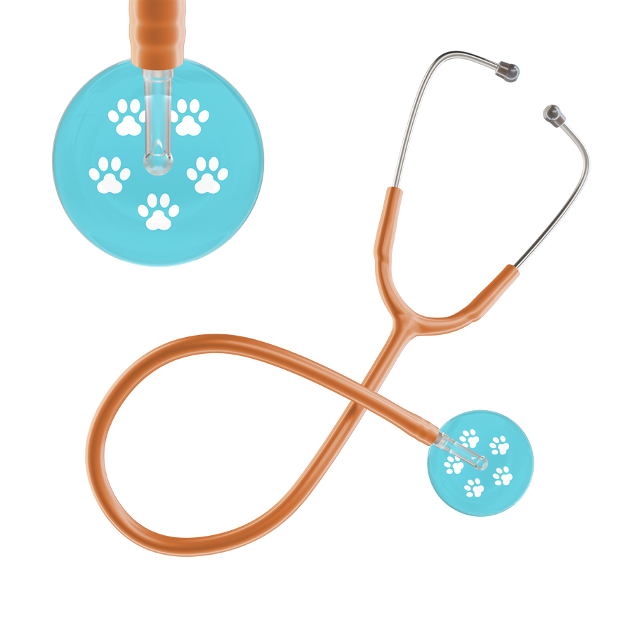 White Paw Print Light Background Stethoscope