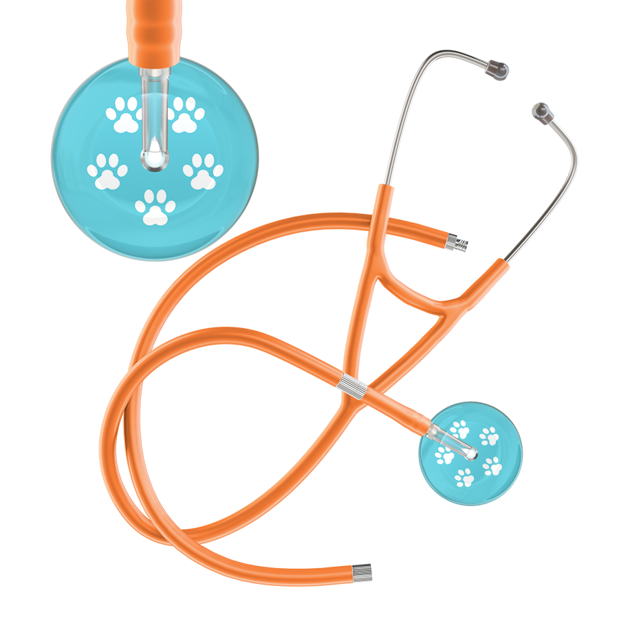 White Paw Print Light Background Cardiology Stethoscope