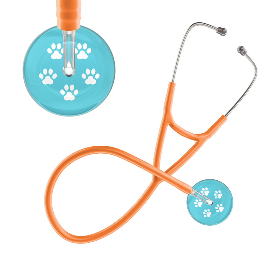 White Paw Print Light Background Cardiology Stethoscope