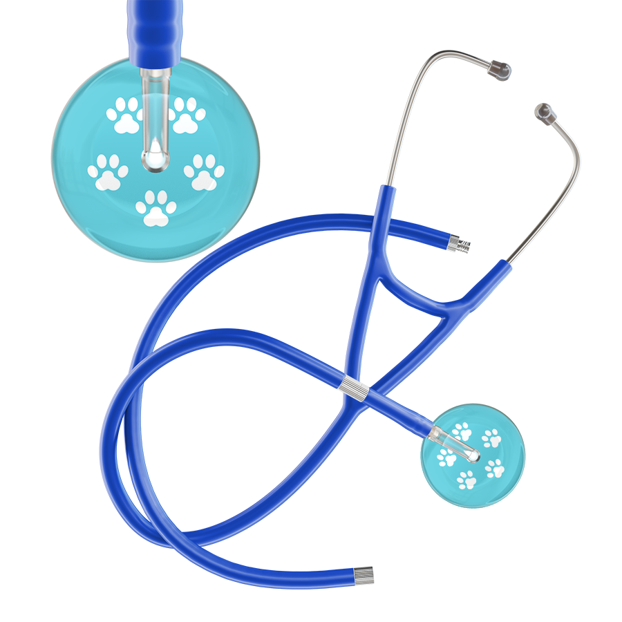 White Paw Print Light Background Cardiology Stethoscope