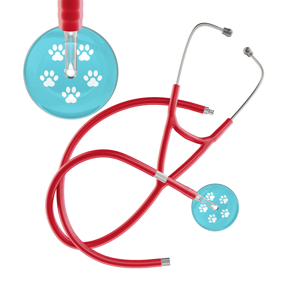 White Paw Print Light Background Cardiology Stethoscope