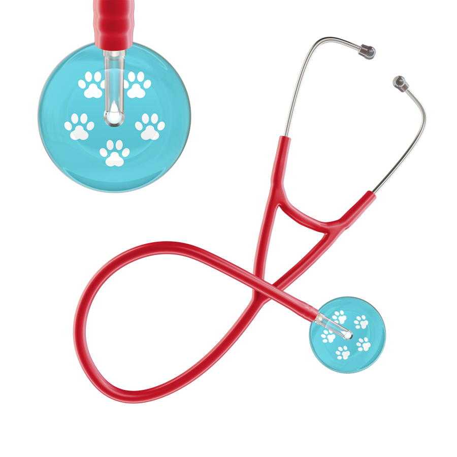 White Paw Print Light Background Cardiology Stethoscope