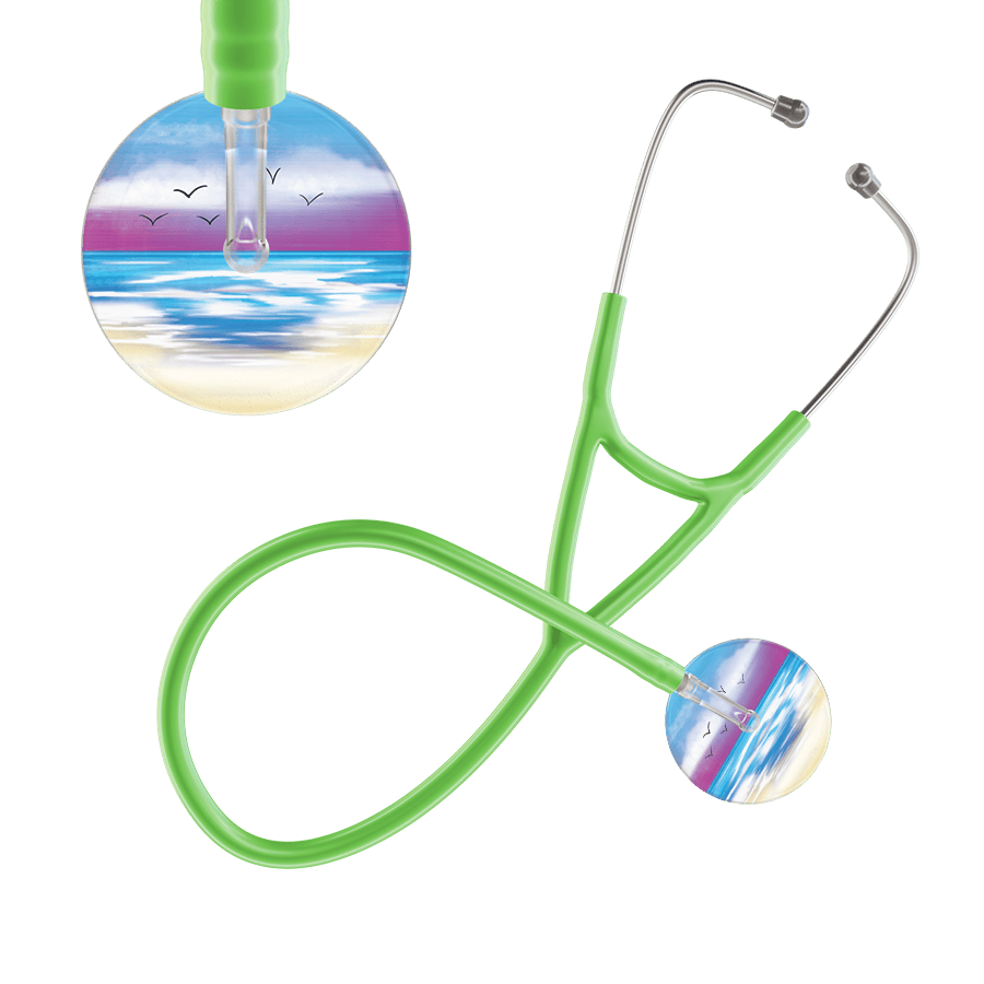 Ultrascope Single Stethoscope Blue Beach / Adult / Lime Green Beach Cardiology Stethoscope