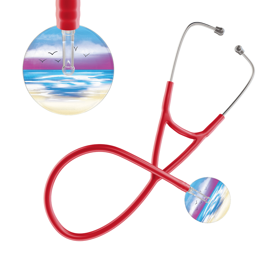 Ultrascope Single Stethoscope Blue Beach / Adult / Red Beach Cardiology Stethoscope