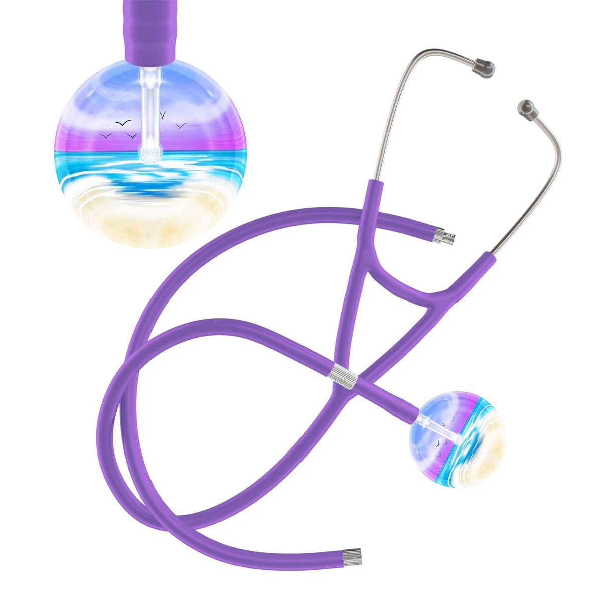 Ultrascope Single Stethoscope Blue Beach / Adult / Lavender Extended Tubing Beach Stethoscope (Cardiology TEST) (Copy)