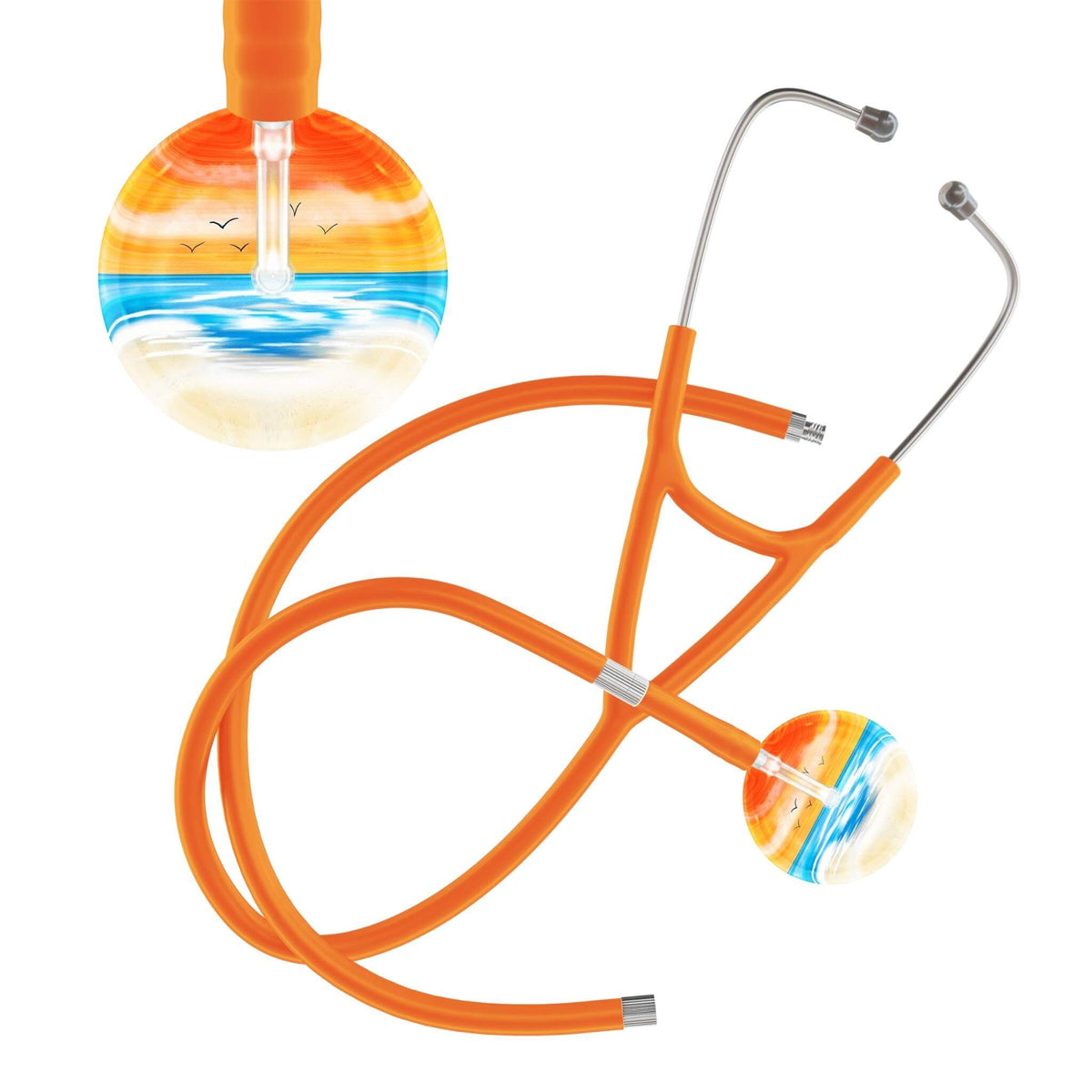 Ultrascope Single Stethoscope Orange Beach / Adult / Orange Extended Tubing Beach Stethoscope (Cardiology TEST) (Copy)