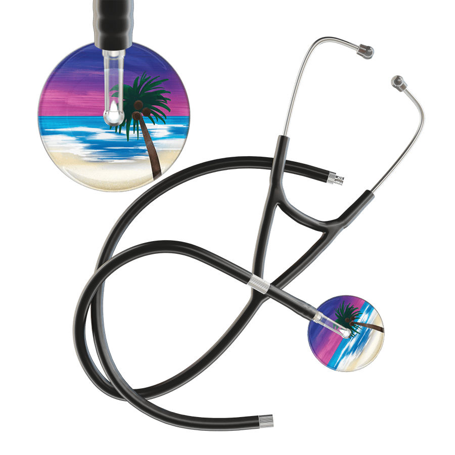 Ultrascope Single Stethoscope Palm Tree Blue / Pediatric / Black Extended Tubing Palm Tree Cardiology Stethoscope