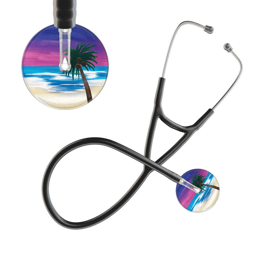 Ultrascope Single Stethoscope Palm Tree Blue / Adult / Black Palm Tree Cardiology Stethoscope