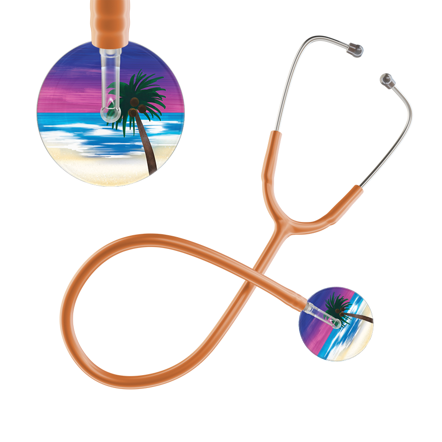 Ultrascope Single Stethoscope Palm Tree Blue / Adult / Caramel Palm Tree Stethoscope