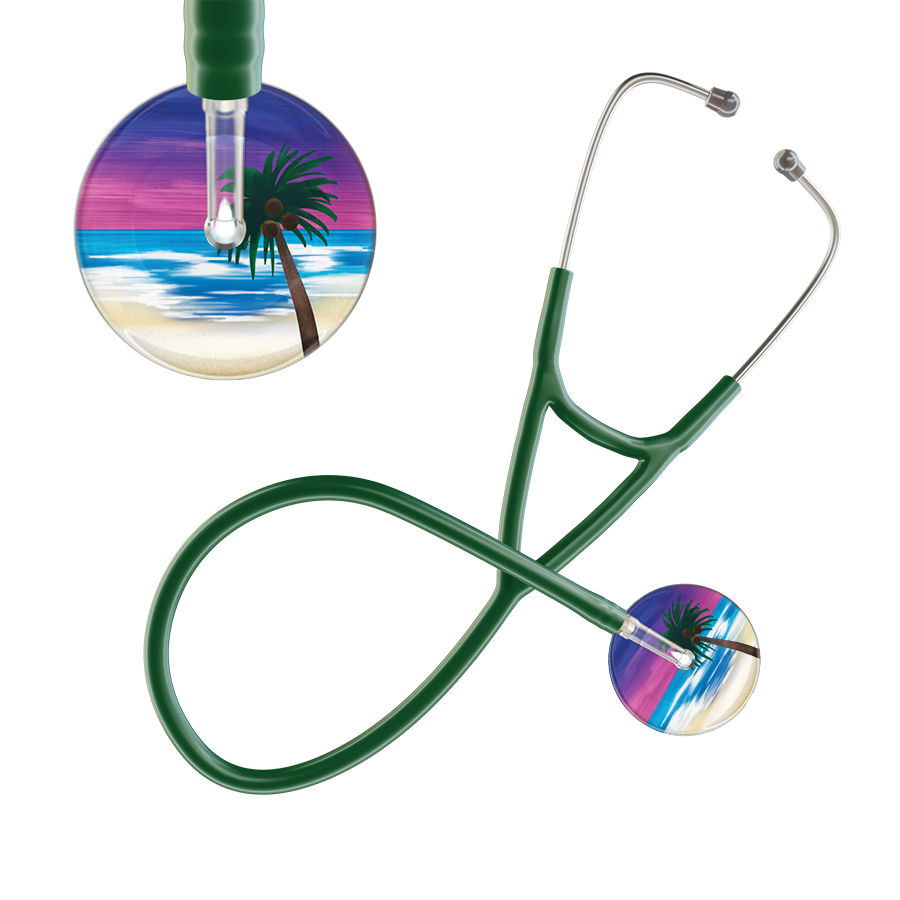 Ultrascope Single Stethoscope Palm Tree Blue / Pediatric / Dark Green Palm Tree Cardiology Stethoscope