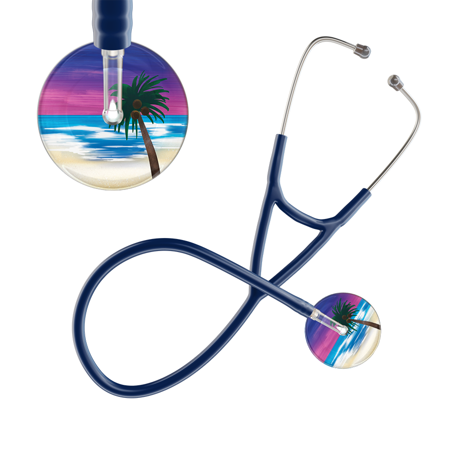 Ultrascope Single Stethoscope Palm Tree Blue / Pediatric / Navy Palm Tree Cardiology Stethoscope