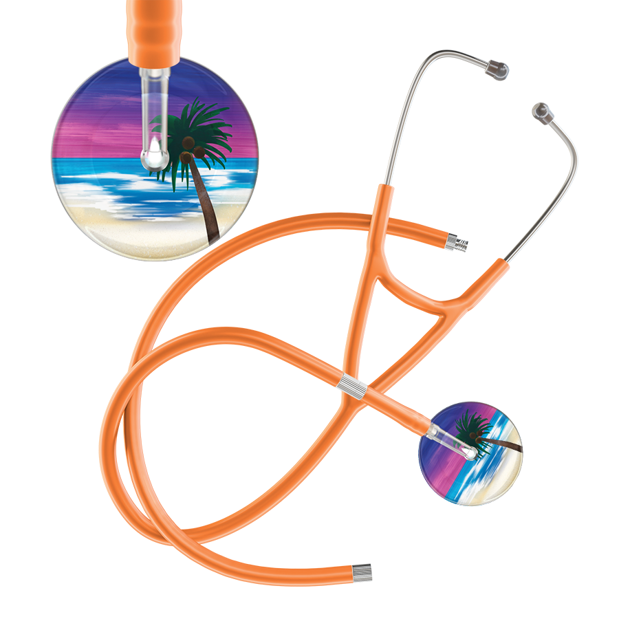 Ultrascope Single Stethoscope Palm Tree Blue / Pediatric / Orange Extended Tubing Palm Tree Cardiology Stethoscope