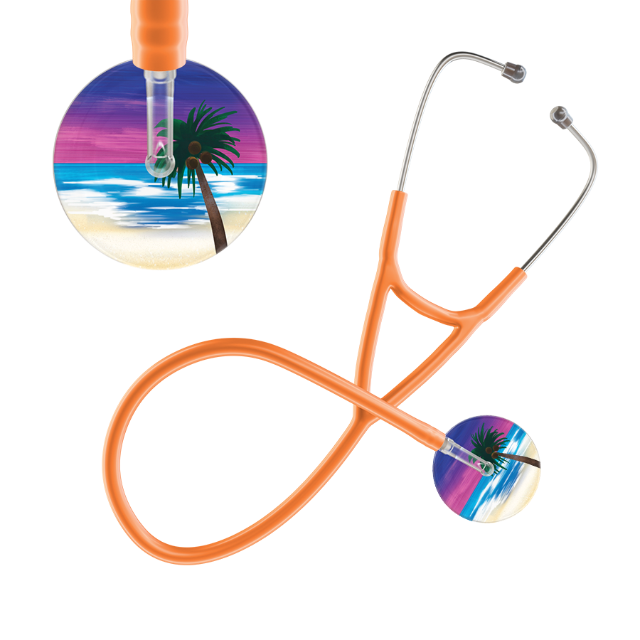 Ultrascope Single Stethoscope Palm Tree Blue / Adult / Orange Palm Tree Cardiology Stethoscope