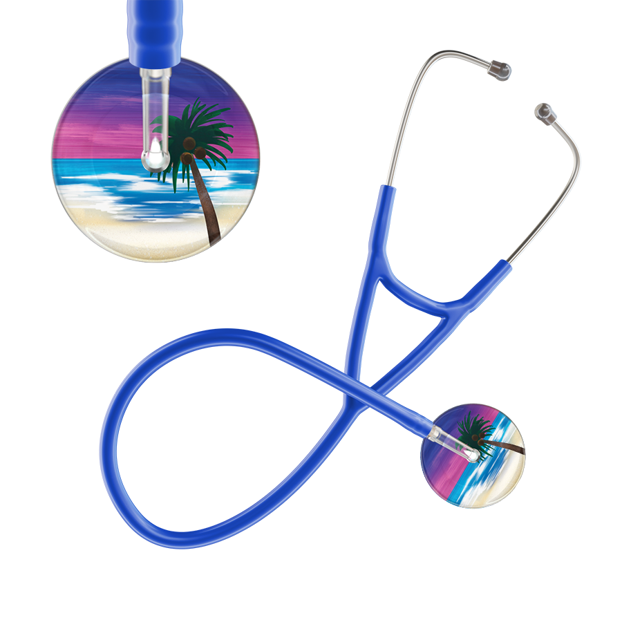 Ultrascope Single Stethoscope Palm Tree Blue / Pediatric / Royal Blue Palm Tree Cardiology Stethoscope