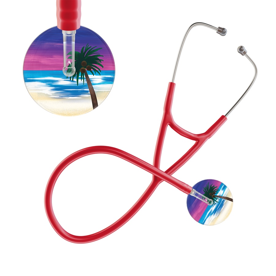 Ultrascope Single Stethoscope Palm Tree Blue / Adult / Red Palm Tree Cardiology Stethoscope
