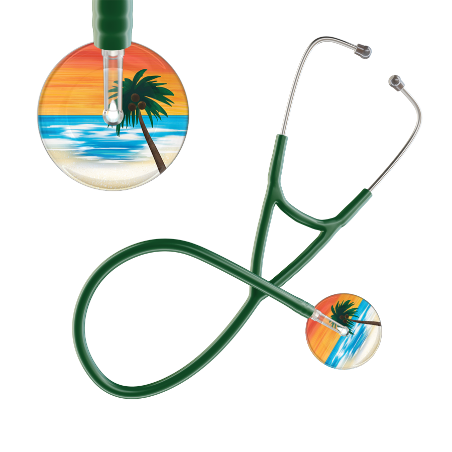 Ultrascope Single Stethoscope Palm Tree Orange / Pediatric / Dark Green Palm Tree Cardiology Stethoscope