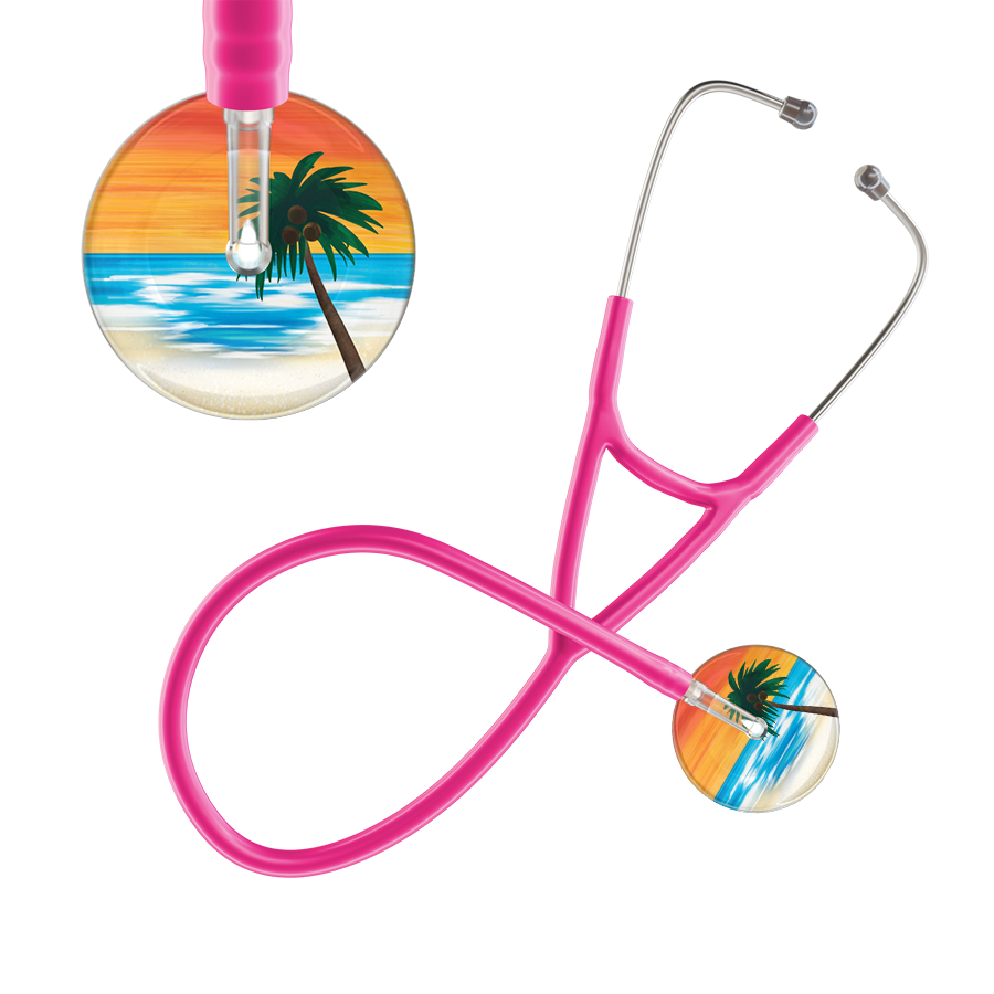Ultrascope Single Stethoscope Palm Tree Orange / Pediatric / Hot Pink Palm Tree Cardiology Stethoscope
