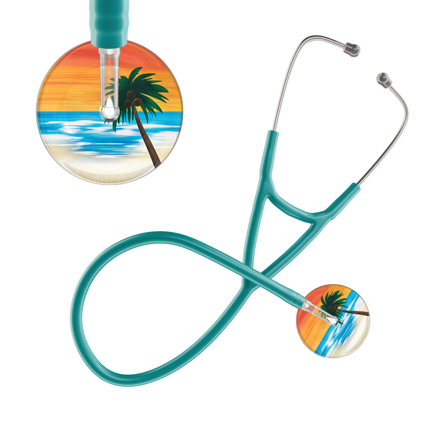 Ultrascope Single Stethoscope Palm Tree Orange / Pediatric / Jade Palm Tree Cardiology Stethoscope