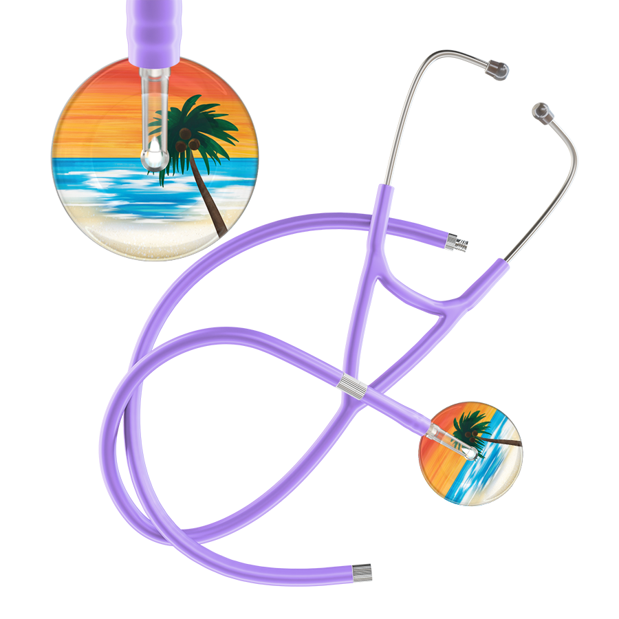 Ultrascope Single Stethoscope Palm Tree Orange / Adult / Lavender Extended Tubing Palm Tree Cardiology Stethoscope
