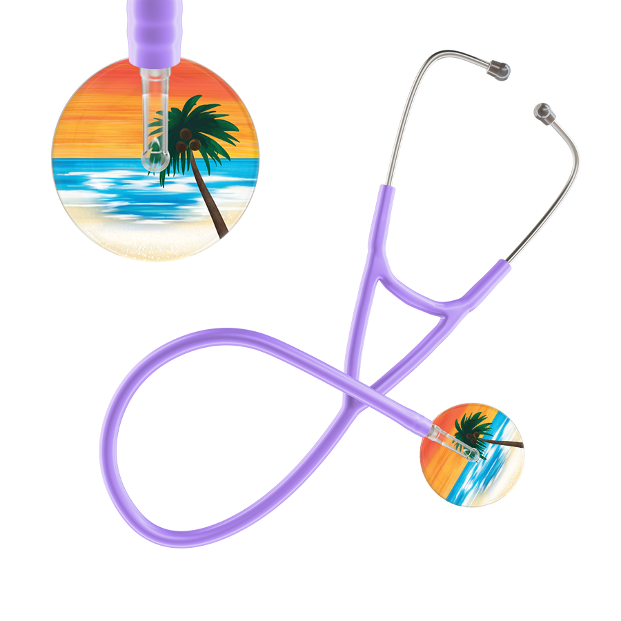 Ultrascope Single Stethoscope Palm Tree Orange / Adult / Lavender Palm Tree Cardiology Stethoscope