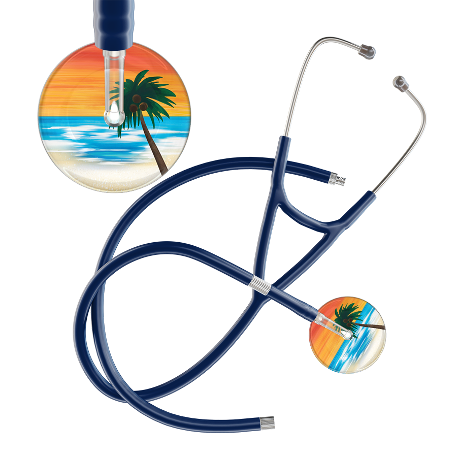 Ultrascope Single Stethoscope Palm Tree Orange / Pediatric / Navy Extended Tubing Palm Tree Cardiology Stethoscope