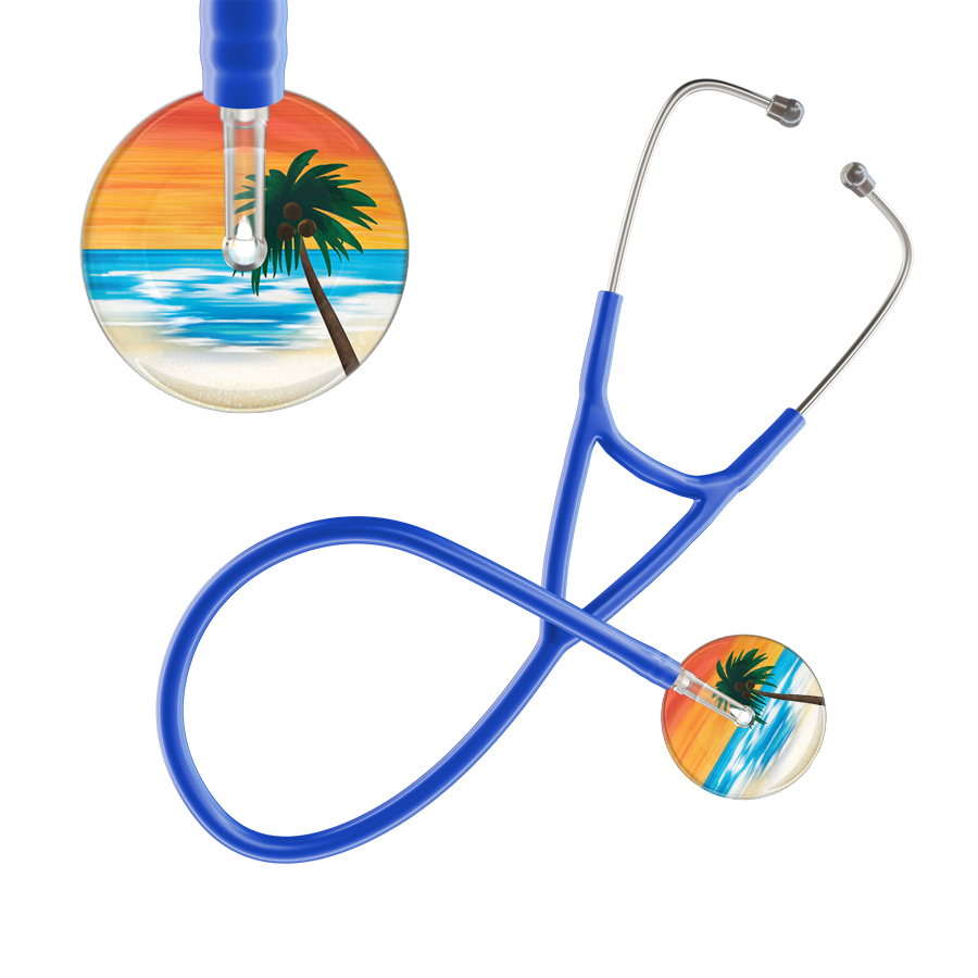Ultrascope Single Stethoscope Palm Tree Orange / Pediatric / Royal Blue Palm Tree Cardiology Stethoscope