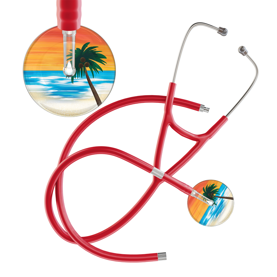Ultrascope Single Stethoscope Palm Tree Orange / Pediatric / Red Extended Tubing Palm Tree Cardiology Stethoscope