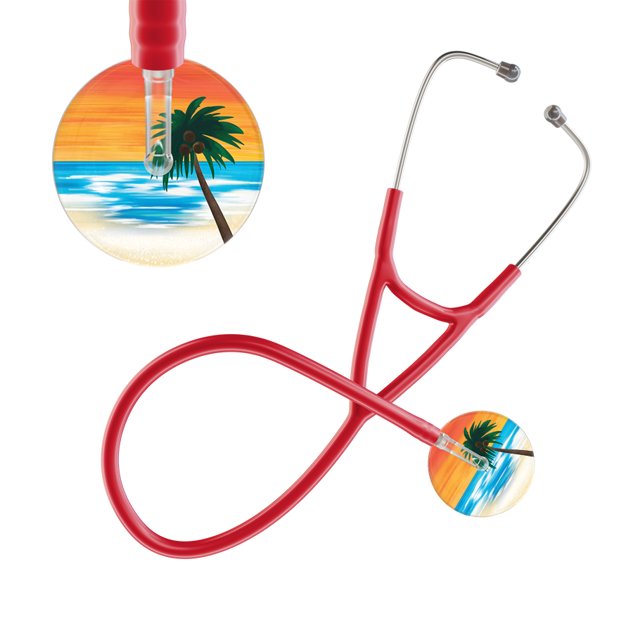 Ultrascope Single Stethoscope Palm Tree Orange / Adult / Red Palm Tree Cardiology Stethoscope