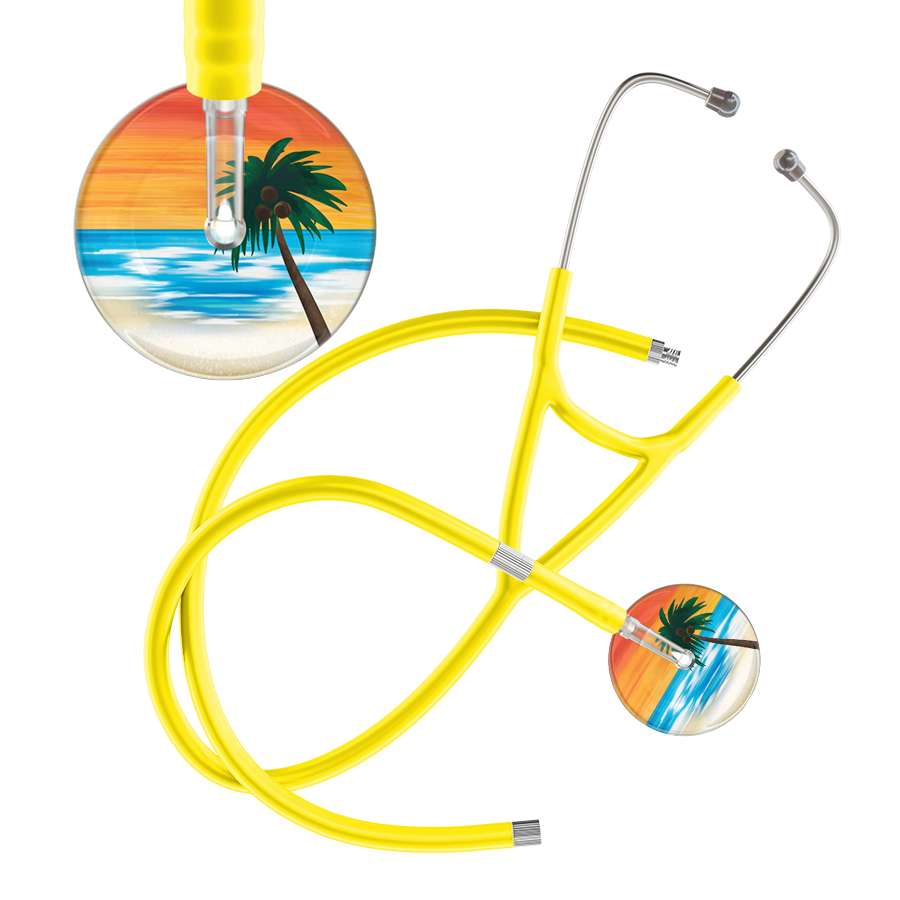 Ultrascope Single Stethoscope Palm Tree Orange / Pediatric / Yellow Extended Tubing Palm Tree Cardiology Stethoscope