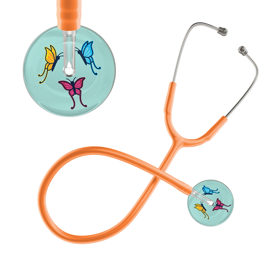 Ultrascope Single Stethoscope Robin's Egg Butterflies / Adult / Orange Light Butterflies Stethoscope