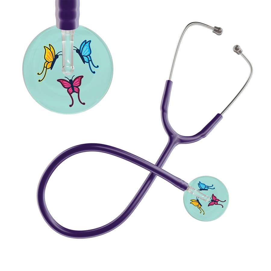 Ultrascope Single Stethoscope Robin's Egg Butterflies / Adult / Purple Butterflies Stethoscope