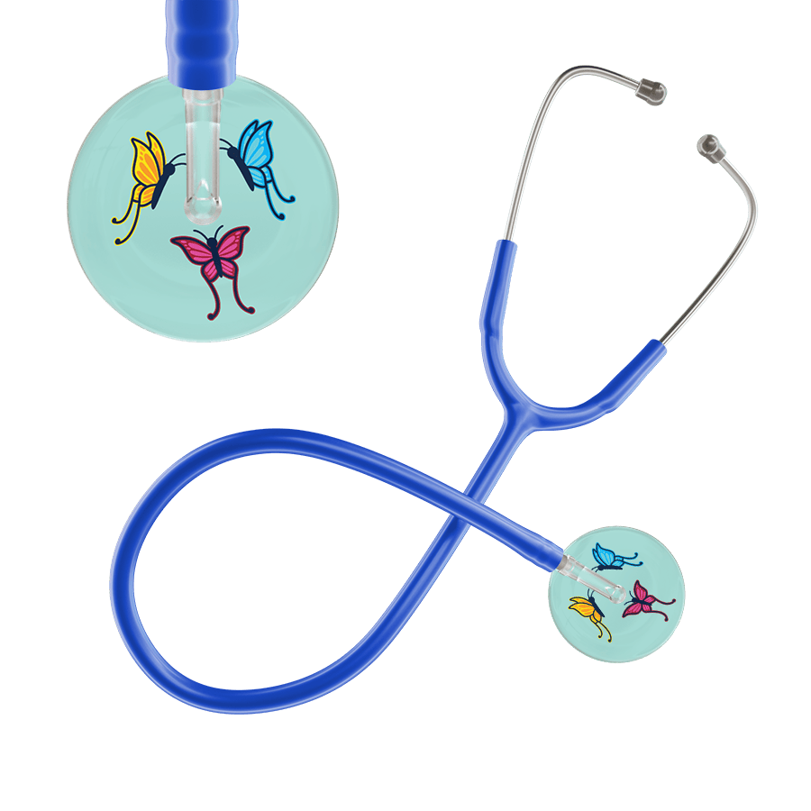 Ultrascope Single Stethoscope Robin's Egg Butterflies / Adult / Royal Blue Butterflies Stethoscope