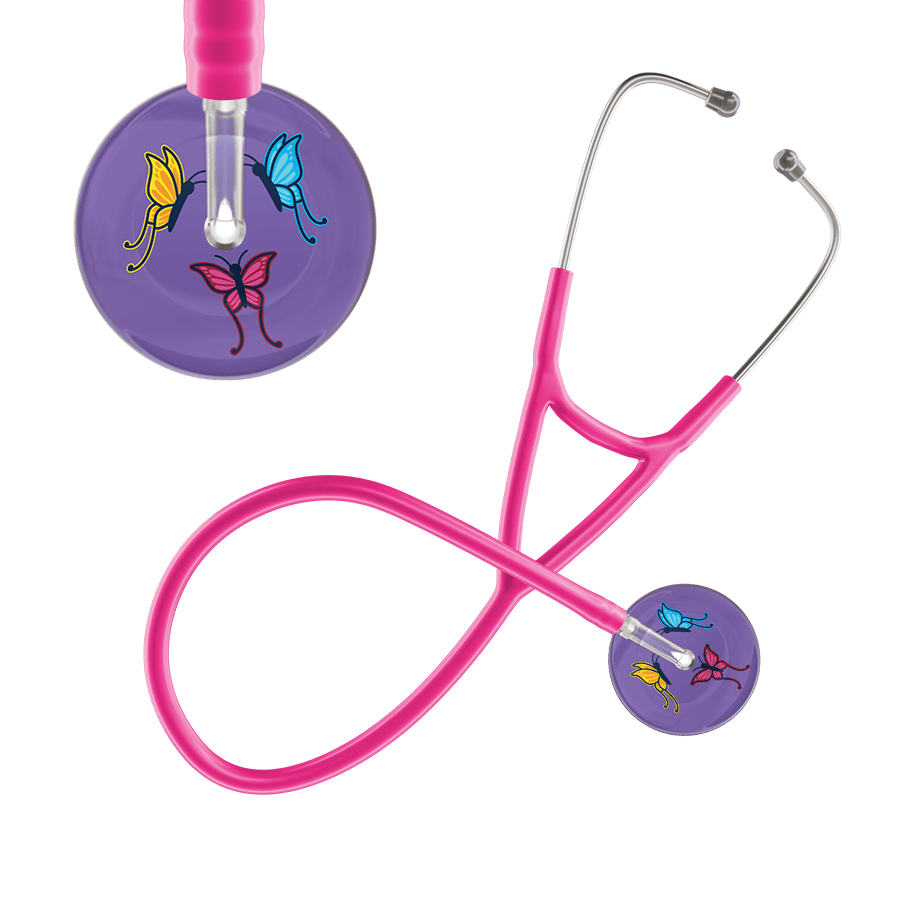 Ultrascope Single Stethoscope Lavender Butterflies / Adult / Hot Pink Dark Butterflies Cardiology Stethoscope