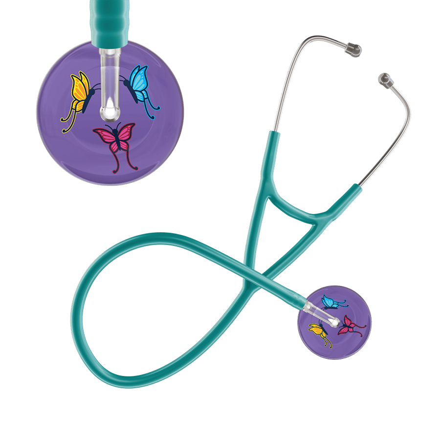 Ultrascope Single Stethoscope Lavender Butterflies / Adult / Jade Dark Butterflies Cardiology Stethoscope