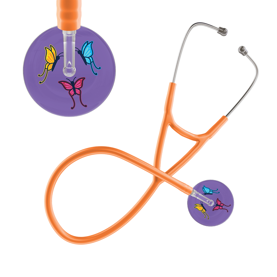 Ultrascope Single Stethoscope Lavender Butterflies / Adult / Orange Butterflies Cardiology Stethoscope