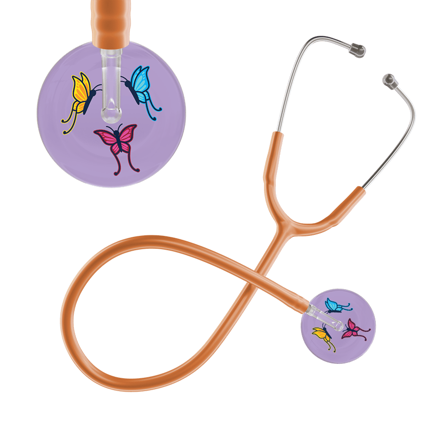 Ultrascope Single Stethoscope Lilac Butterflies / Adult / Caramel Light Butterflies Stethoscope