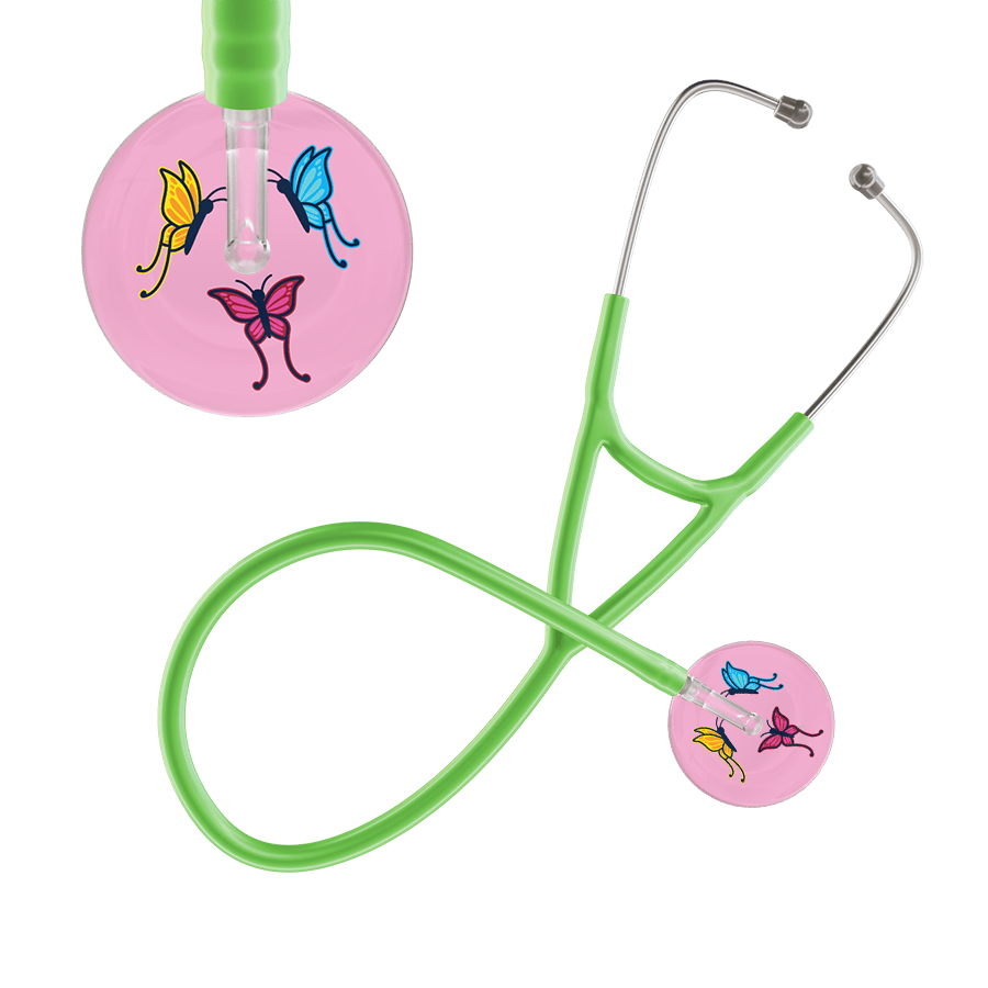 Ultrascope Single Stethoscope Light Pink Butterflies / Adult / Lime Green Butterflies Cardiology Stethoscope