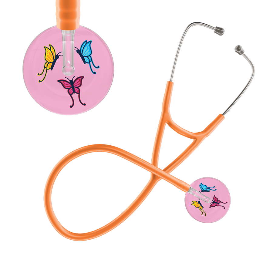 Ultrascope Single Stethoscope Light Pink Butterflies / Adult / Orange Butterflies Cardiology Stethoscope