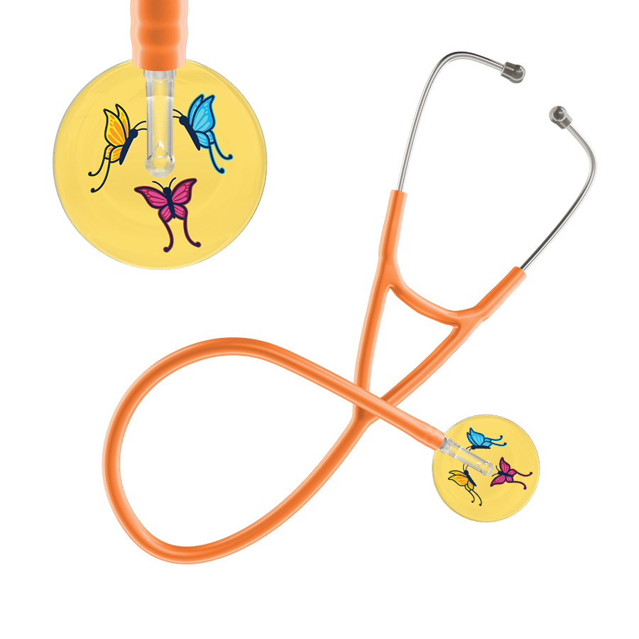Ultrascope Single Stethoscope Light Yellow Butterflies / Adult / Orange Butterflies Cardiology Stethoscope