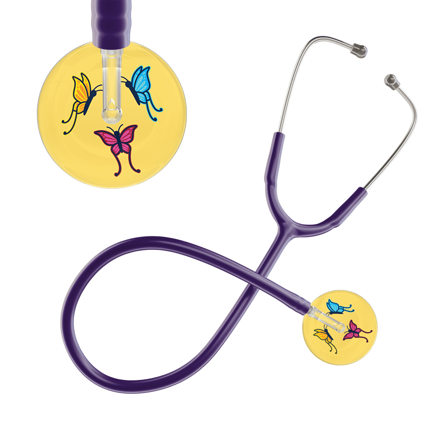 Ultrascope Single Stethoscope Light Yellow Butterflies / Adult / Purple Butterflies Stethoscope