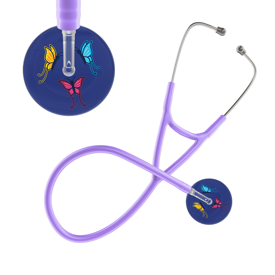 Ultrascope Single Stethoscope Royal Blue Butterflies / Adult / Lavender Dark Butterflies Cardiology Stethoscope