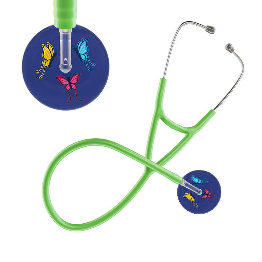 Ultrascope Single Stethoscope Royal Blue Butterflies / Adult / Lime Green Dark Butterflies Cardiology Stethoscope