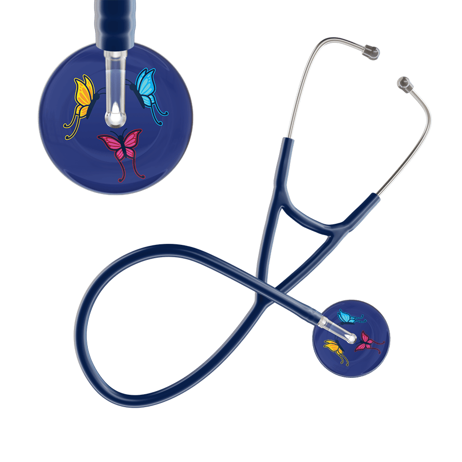 Ultrascope Single Stethoscope Royal Blue Butterflies / Adult / Navy Dark Butterflies Cardiology Stethoscope