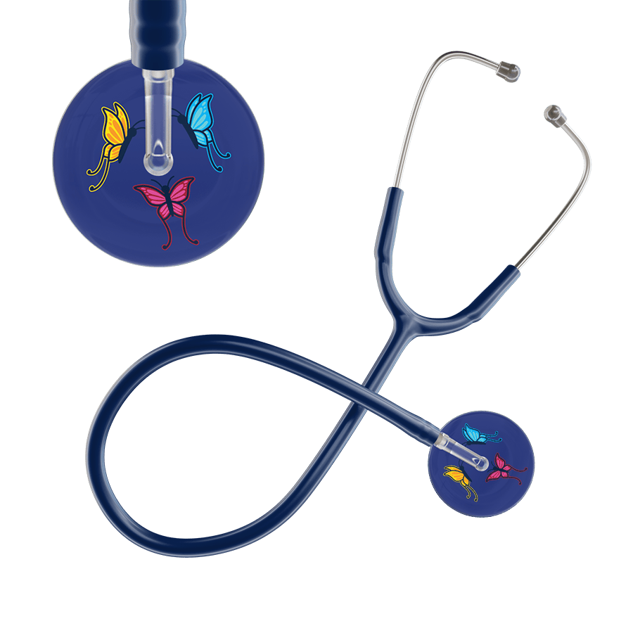 Ultrascope Single Stethoscope Royal Blue Butterflies / Adult / Navy Butterflies Stethoscope